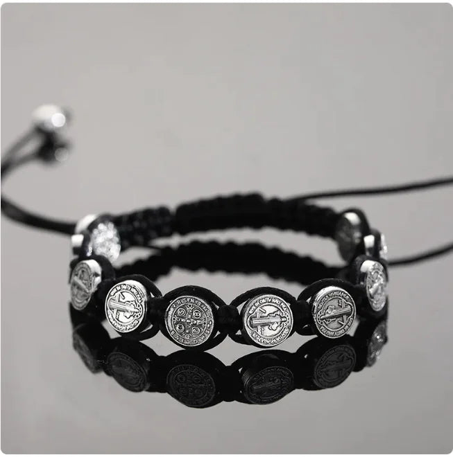 Hand-Woven St. Benedict Medal Bracelet (2 Colors)
